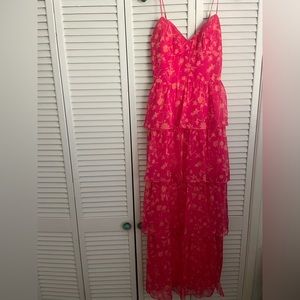 Amanda Uprichard Pink Floral Maxi Dress